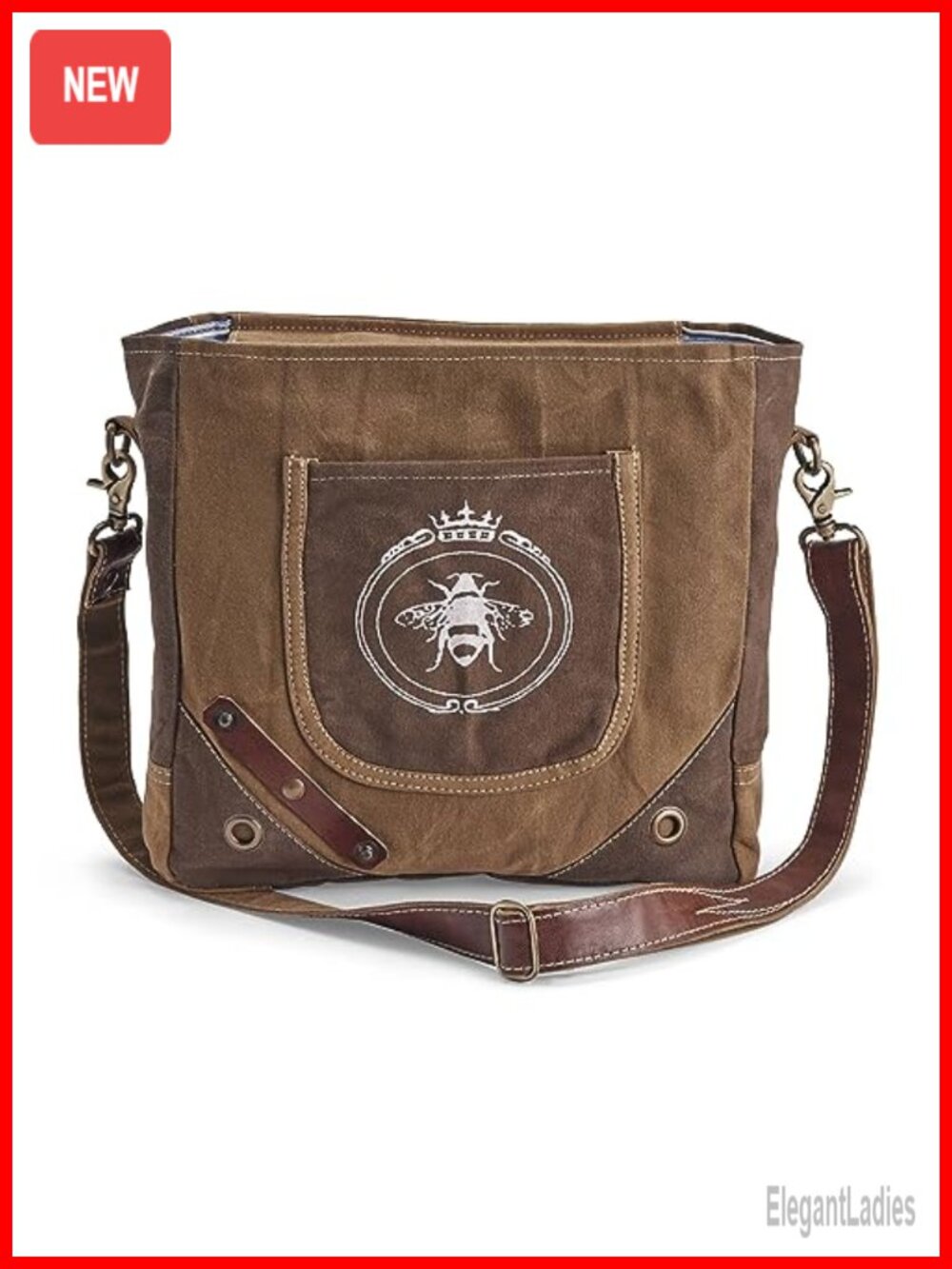 Upcycled Canvas Messenger Bag - Women's Shoulder Purse with Adjustable Strap